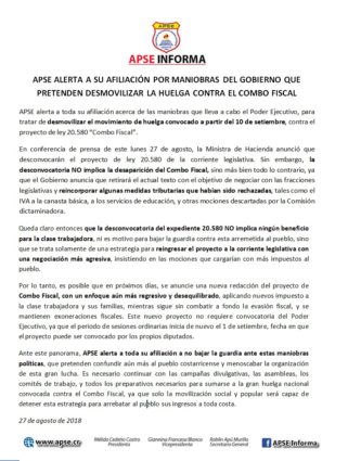 APSE ALERTA A SU AFILIACIÓN POR MANIOBRAS DEL GOBIERNO QUE PRETENDEN ...