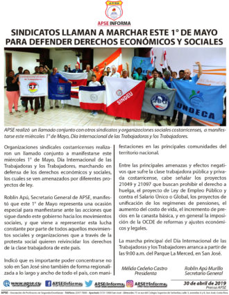 SINDICATOS LLAMAN A MARCHAR ESTE 1° DE MAYO PARA DEFENDER DERECHOS ...