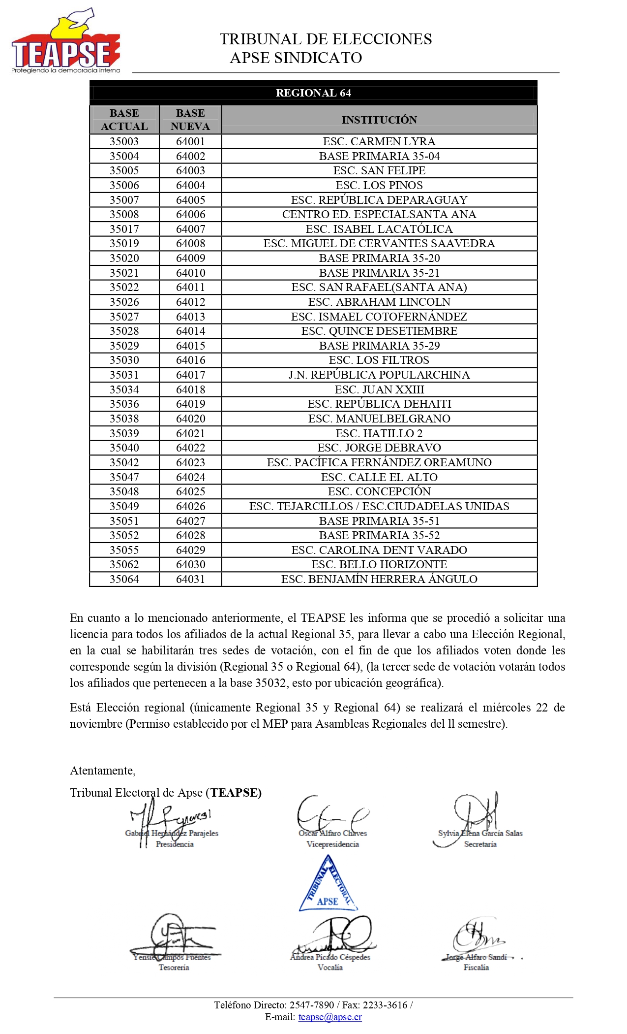 Teapse Informa División De La Regional 35 Y Conformación De La Nueva Regional 64 Apse 6489