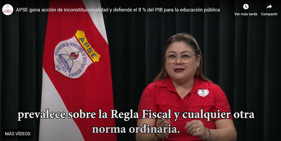 APSE gana acción de inconstitucionalidad y defiende el 8 % del PIB para la educación pública