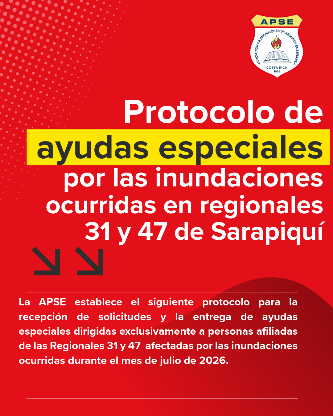 Protocolo de ayudas especialespor las inundaciones ocurridas en regionales 31 y 47 de Sarapiquí
